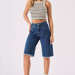 Esme Longline Denim Jorts – Mid Blue - JMOJO - Women's Denim Shorts