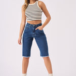 Esme Longline Denim Jorts – Mid Blue - JMOJO - Women's Denim Shorts