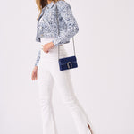 Etch Denim Trucker Jacket – Dark Blue - JMOJO - Women's Printed Cropped Denim Jackets