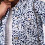 Etch Denim Trucker Jacket – Dark Blue - JMOJO - Women's Printed Cropped Denim Jackets