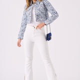 Etch Denim Trucker Jacket – Dark Blue - JMOJO - Women's Printed Cropped Denim Jackets