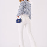 Etch Denim Trucker Jacket – Dark Blue - JMOJO - Women's Printed Cropped Denim Jackets