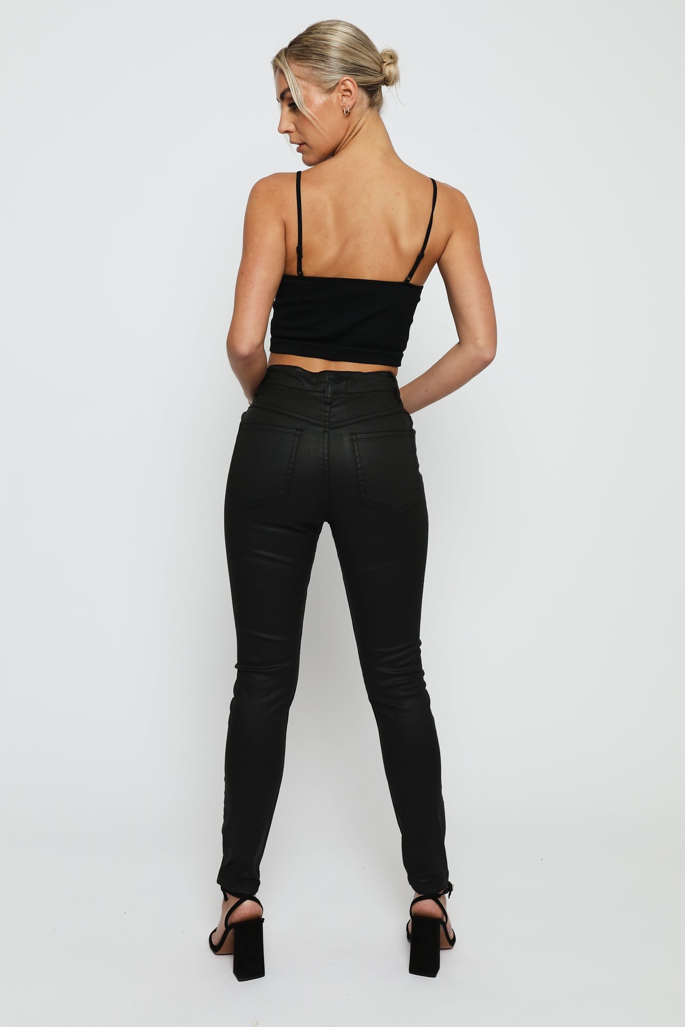 Evora Coated Denim Stretch Skinny Jeans - Black - JMOJO - Women's Skinny Jeans
