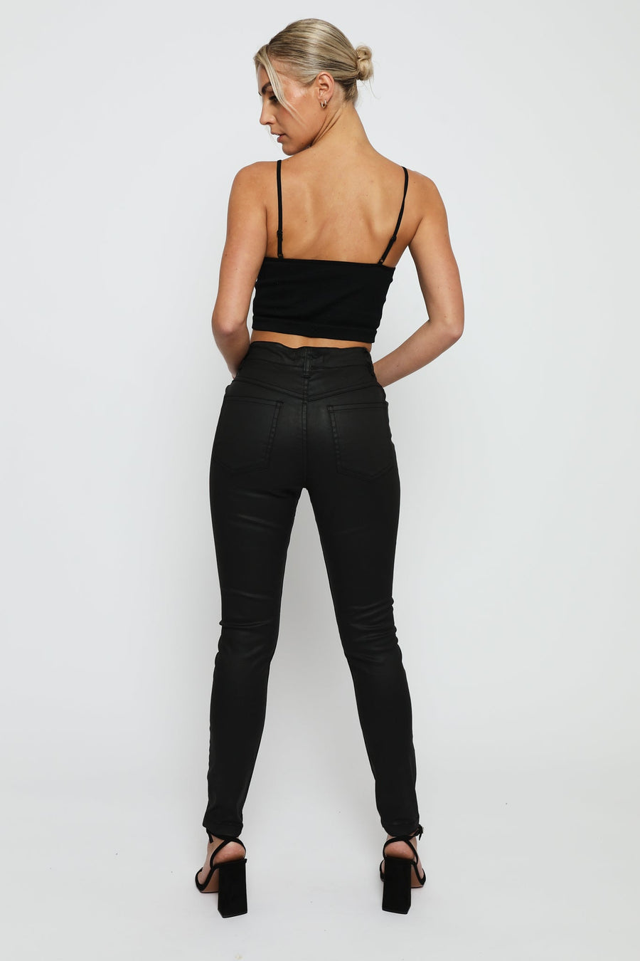 Evora Coated Denim Stretch Skinny Jeans - Black - JMOJO - Women's Skinny Jeans