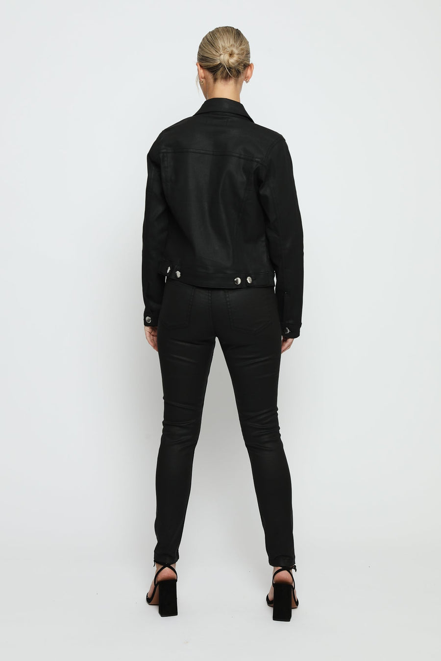 Evora Coated Denim Stretch Skinny Jeans - Black - JMOJO - Women's Skinny Jeans