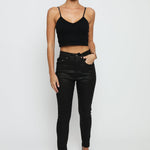 Evora Coated Denim Stretch Skinny Jeans - Black - JMOJO - Women's Skinny Jeans