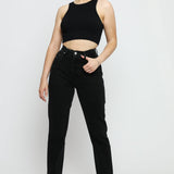 Evora High Rise Slim Straight Leg Jeans - Black - JMOJO - Women's Straight Leg Jeans