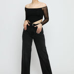 Evora High Waisted Stretch Relaxed Straight Leg Jeans - Black Wash - JMOJO - Women's Straight Leg Jeans