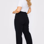 Evora Plus Size High Waisted Straight Leg Ripped Jeans - Black - JMOJO - Women's Straight Leg Jeans