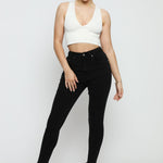 Evora Stretch Denim High Rise Skinny Jeans - Black - JMOJO - Women's Skinny Jeans