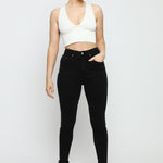 Evora Stretch Denim High Rise Skinny Jeans - Black - JMOJO - Women's Skinny Jeans