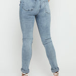 Feriya High Rise Stretch Denim Skinny Jeans - Stone Blue - JMOJO - Women's Skinny Jeans
