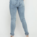 Feriya High Rise Stretch Denim Skinny Jeans - Stone Blue - JMOJO - Women's Skinny Jeans