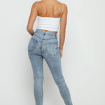 Feriya High Rise Stretch Denim Skinny Jeans - Stone Blue - JMOJO - Women's Skinny Jeans