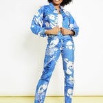 Fjord Printed Cropped Denim Jacket – Blue - JMOJO - Women's Printed Cropped Denim Jackets