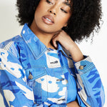 Fjord Printed Cropped Denim Jacket – Blue - JMOJO - Women's Printed Cropped Denim Jackets