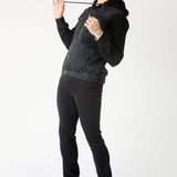 FLEECE HOODED DENIM JACKET - BLACK WASH - JMOJO - Men's Fleece Hooded Denim Jackets