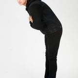 FLEECE HOODED DENIM JACKET - BLACK WASH - JMOJO - Men's Fleece Hooded Denim Jackets