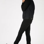 FLEECE HOODED DENIM JACKET - BLACK WASH - JMOJO - Men's Fleece Hooded Denim Jackets