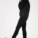 FLEECE HOODED DENIM JACKET - BLACK WASH - JMOJO - Men's Fleece Hooded Denim Jackets