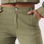 Floressa Tapered Cargo Jogger Jeans - Olive Green - JMOJO - Women's Cargo Denim Trouser