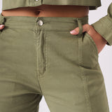 Floressa Tapered Cargo Jogger Jeans - Olive Green - JMOJO - Women's Cargo Denim Trouser