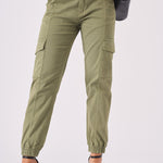 Floressa Tapered Cargo Jogger Jeans - Olive Green - JMOJO - Women's Cargo Denim Trouser