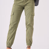 Floressa Tapered Cargo Jogger Jeans - Olive Green - JMOJO - Women's Cargo Denim Trouser