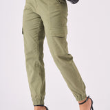 Floressa Tapered Cargo Jogger Jeans - Olive Green - JMOJO - Women's Cargo Denim Trouser