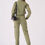 Floressa Tapered Cargo Jogger Jeans - Olive Green - JMOJO - Women's Cargo Denim Trouser