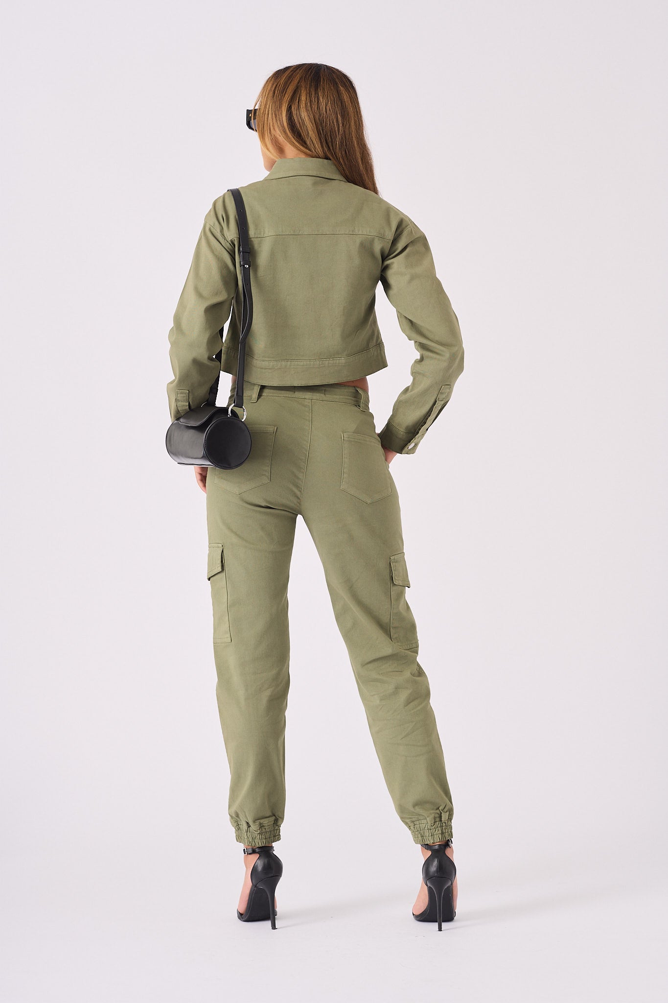 Floressa Tapered Cargo Jogger Jeans - Olive Green - JMOJO - Women's Cargo Denim Trouser