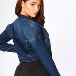 Granite Cropped Denim Jacket – Dark Blue - JMOJO - Women's Cropped Denim Jackets