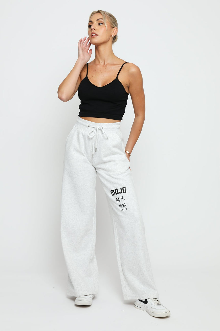 GREY MARL MOJO WIDE LEG JOGGER - JMOJO - Women's Wide Leg Joggers