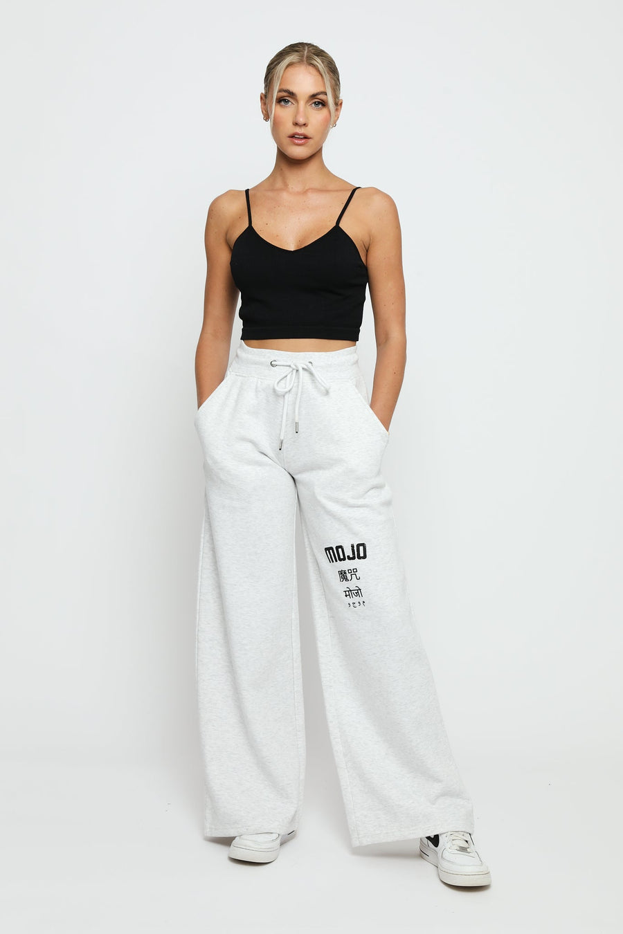 GREY MARL MOJO WIDE LEG JOGGER - JMOJO - Women's Wide Leg Joggers