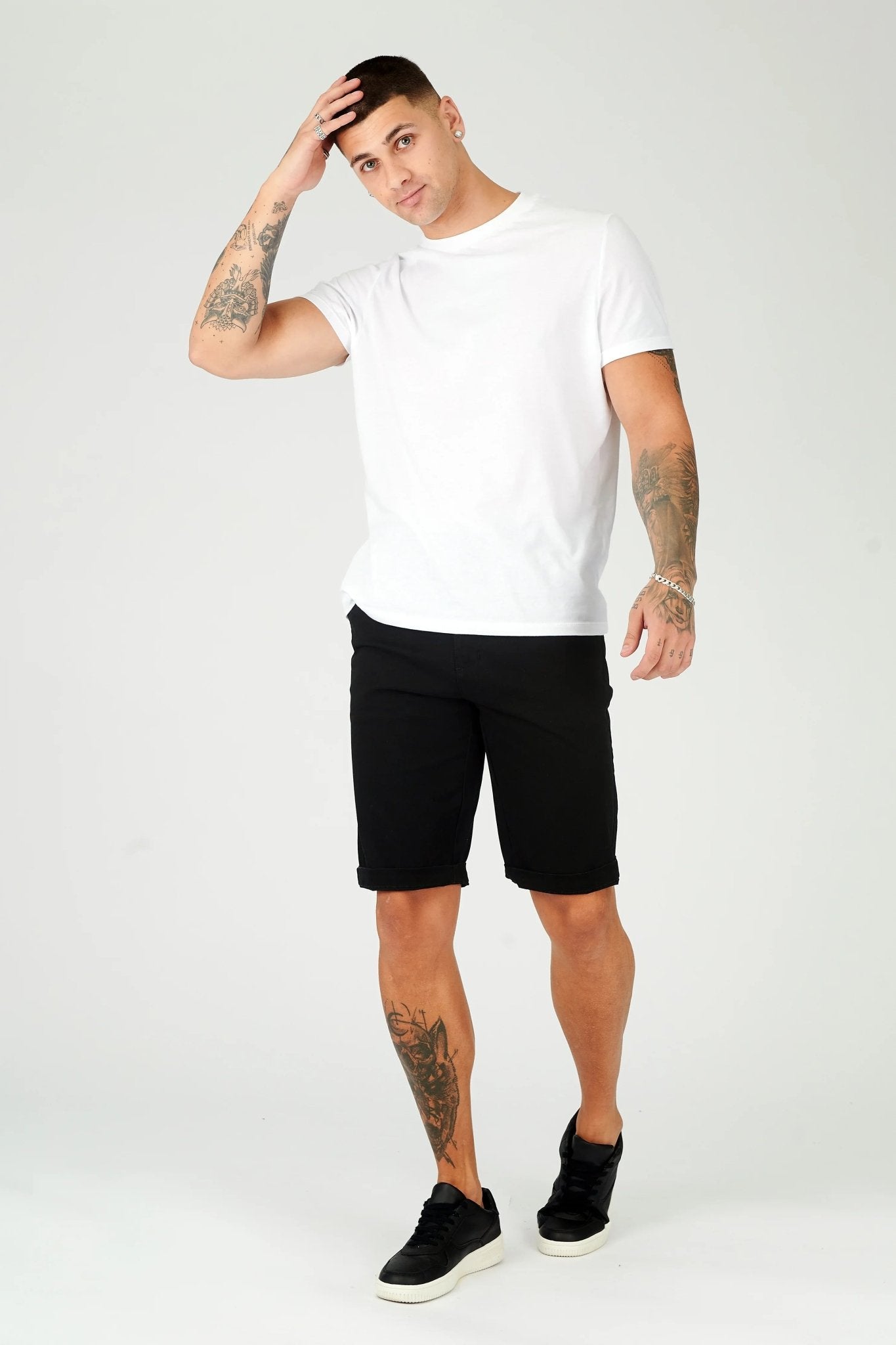 HADSON Stretch Slim Fit Chino Shorts - Black - JMOJO - Men's Chino Shorts