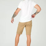HARWICK Stretch Slim Fit Chino Shorts - Stone Brown - JMOJO - Men's Chino Shorts