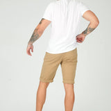 HARWICK Stretch Slim Fit Chino Shorts - Stone Brown - JMOJO - Men's Chino Shorts