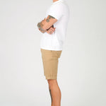HARWICK Stretch Slim Fit Chino Shorts - Stone Brown - JMOJO - Men's Chino Shorts