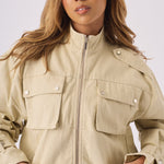 Haven Cropped Denim Jacket – Stone - JMOJO - Women's Cropped Denim Jackets