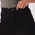 HIGH RISE RAW HEM DENIM SHORTS - BLACK - JMOJO - Women's Denim Shorts