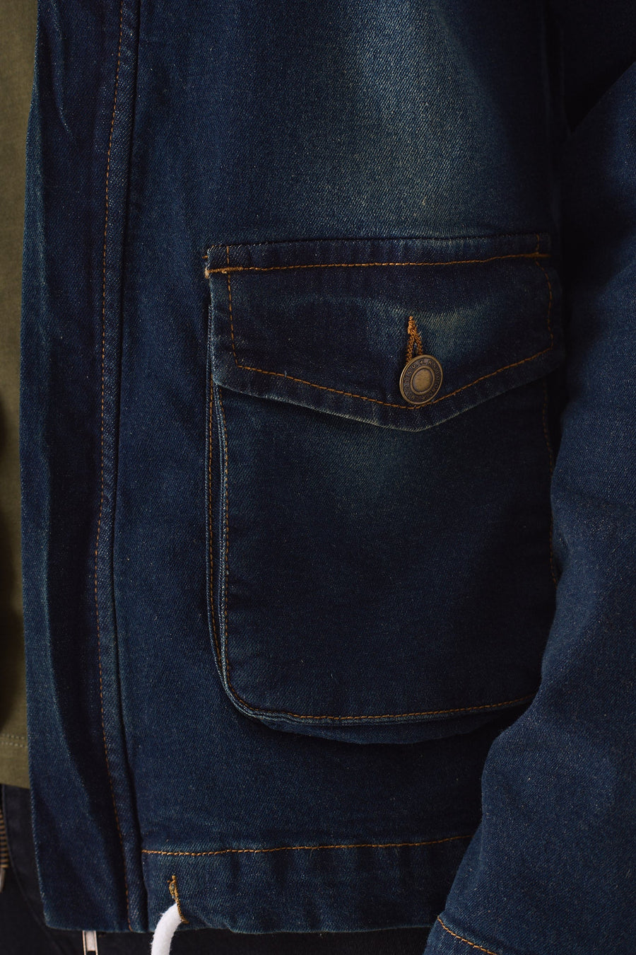 HOODED DENIM JACKET - INDIGO BLUE - JMOJO - Men's Hooded Cargo Denim Jackets