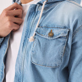 HOODED DENIM JACKET - LIGHT BLUE WASH - JMOJO - Men's Hooded Cargo Denim Jackets