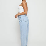 Hunni Stretch Relaxed Straight Leg Jeans - Light Blue Wash - JMOJO - Women's Straight Leg Jeans