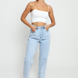 Hunni Stretch Relaxed Straight Leg Jeans - Light Blue Wash - JMOJO - Women's Straight Leg Jeans