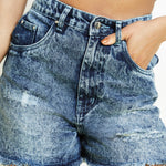 Iris Frayed Denim Shorts – Blue Acid Wash - JMOJO - Women's Denim Shorts