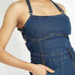 Isla Sleeveless Denim Jumpsuit – Mid Blue - JMOJO - Women's Denim Jumpsuits