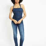 Isla Sleeveless Denim Jumpsuit – Mid Blue - JMOJO - Women's Denim Jumpsuits