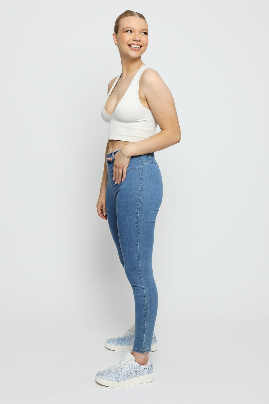Ivy High Rise Jegging – Mid Blue - JMOJO - Women's Skinny Jean Jegging