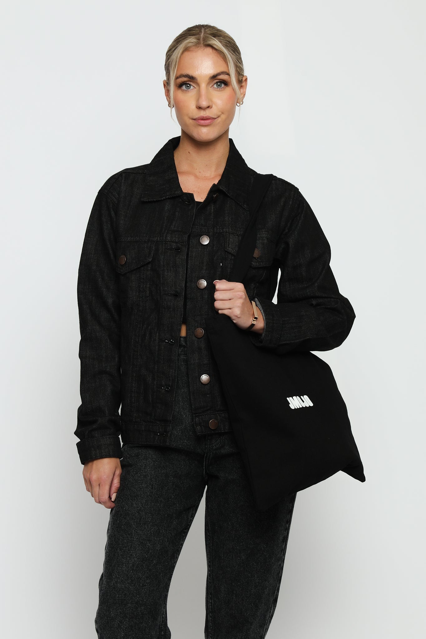 JMOJO DENIM BLACK WASH TOTE BAG - JMOJO - Tote Bags