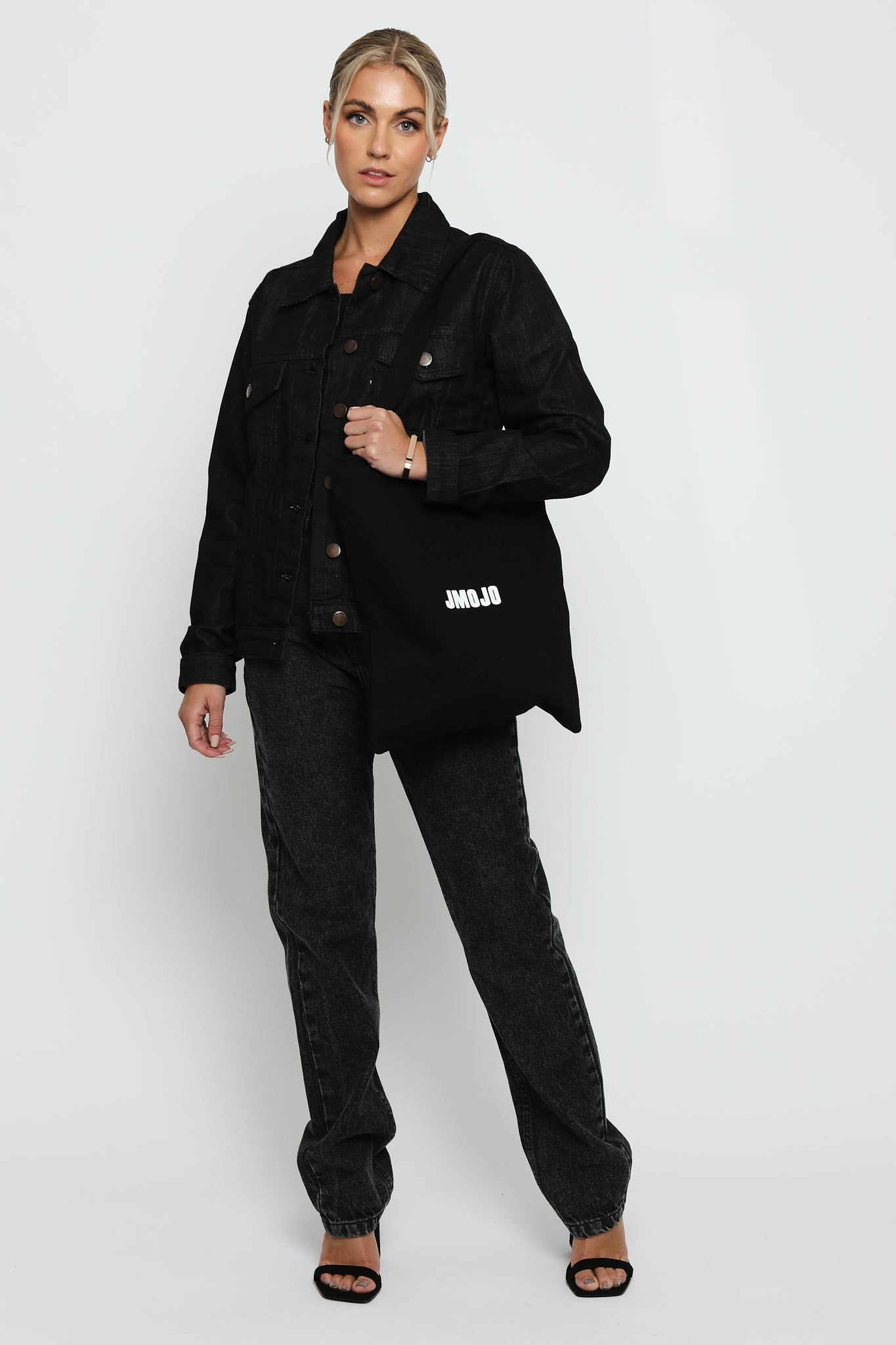 JMOJO DENIM BLACK WASH TOTE BAG - JMOJO - Tote Bags